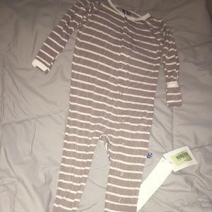 Kickee Pants - Feather/Natural Stripe Footie